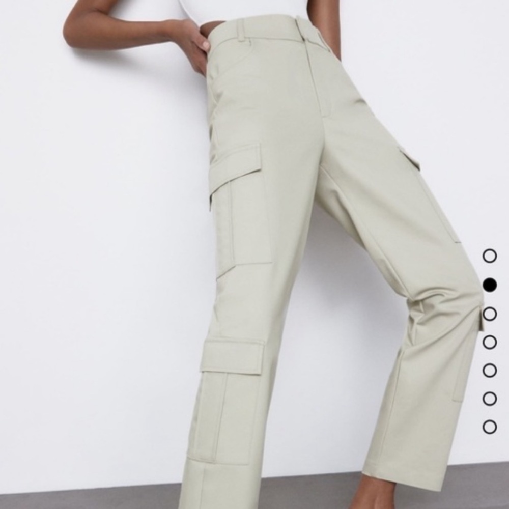 Zara Tailored Straight Leg Ankle Pants Soft Utility Cargo Modern Minimalist M/6